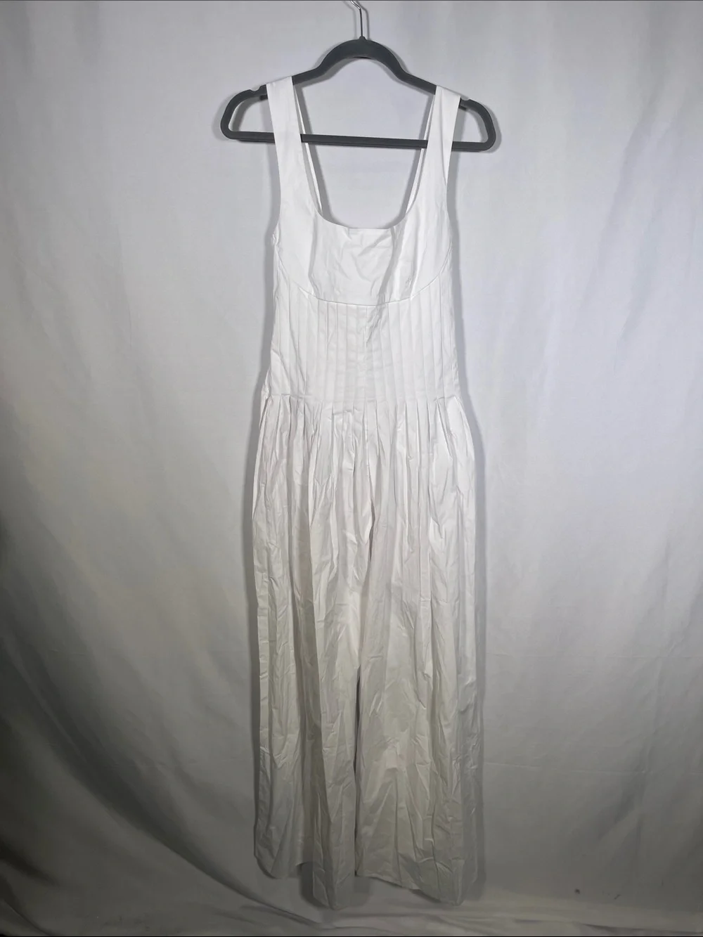 LINE&DOT WOMENS WHITE ABBOTT PLEATED JUMPSUIT WIDE LEG MEDIUM NEW TAGS BRIDAL_2